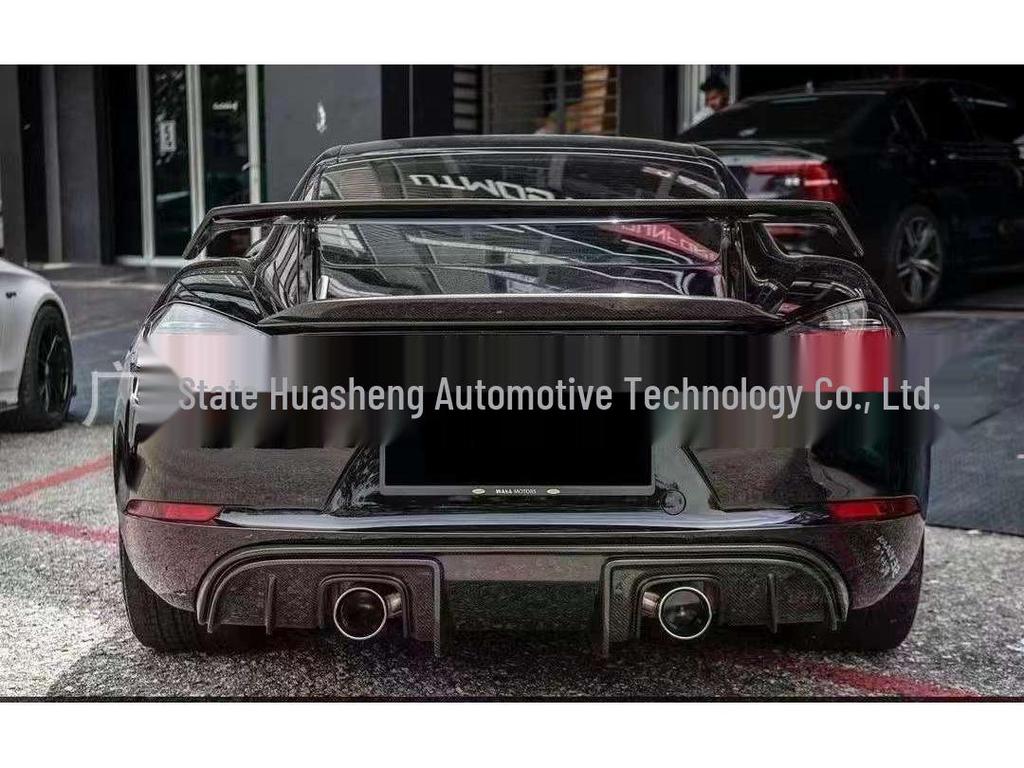 Porsche 718 GT4 Modified Carbon Fiber Rear Diffuser, Dual Exit Rear Lip.