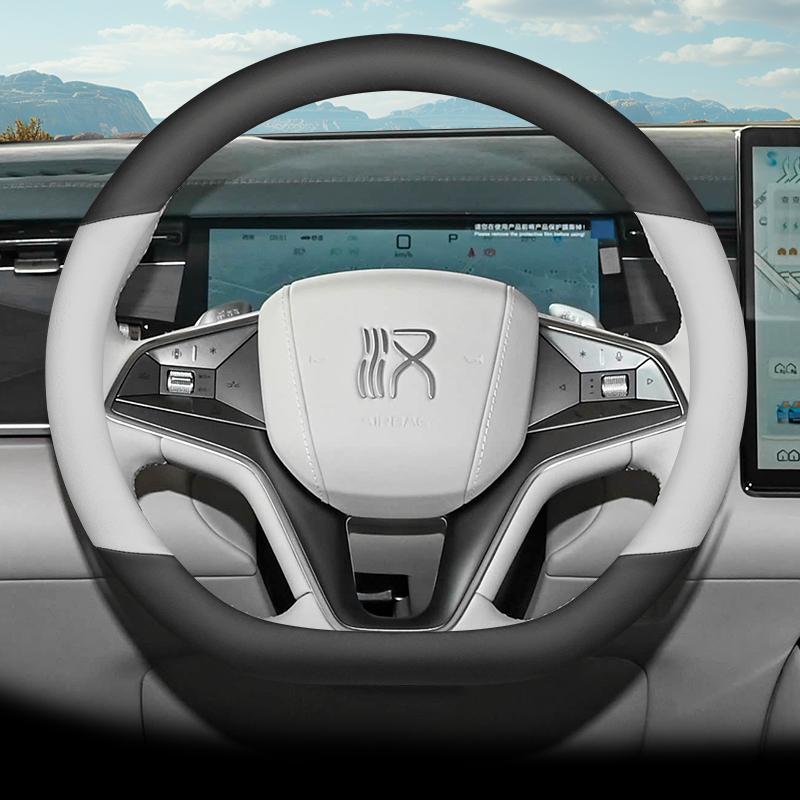 For BYD Tang L Han L Top Leather Steering Wheel Cover Non-slip Wear-resistant Car Handle Cover Four Seasons Interior Accessories