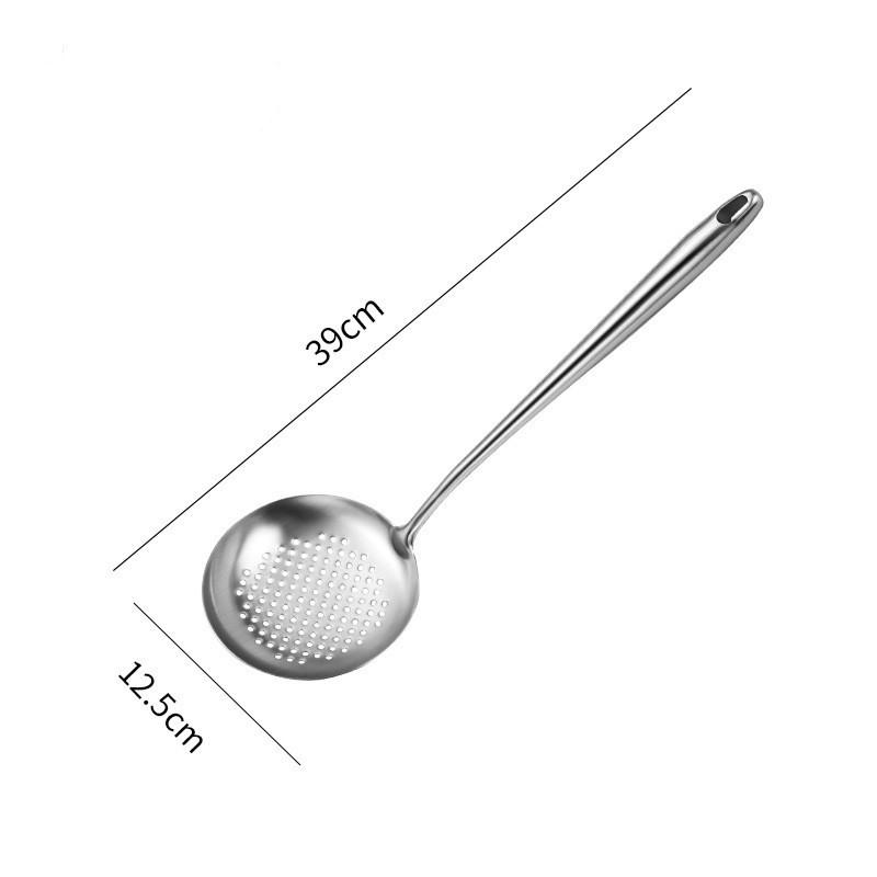 Stainless Steel Kitchen Utensil Soup Ladle Solid & Slotted Turner Wok Spatula Kitchen Colander Strainer with Ergonomic Handle