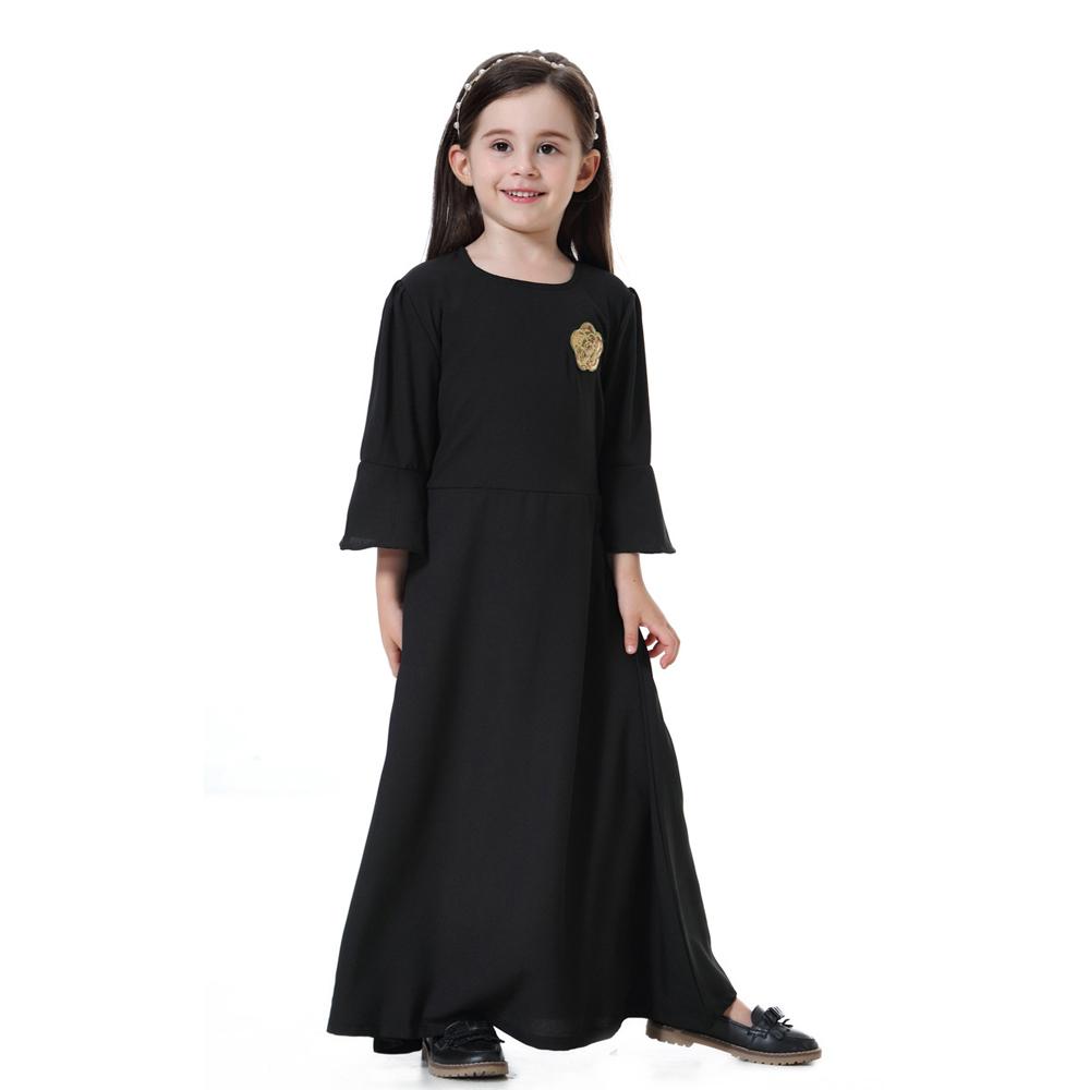 Muslim Kids Girls Prayer Dress Hijab Abaya Robe Arab Dubai Children Ramadan Kaftan Headscarf Islamic Eid Party Gown Jilbab