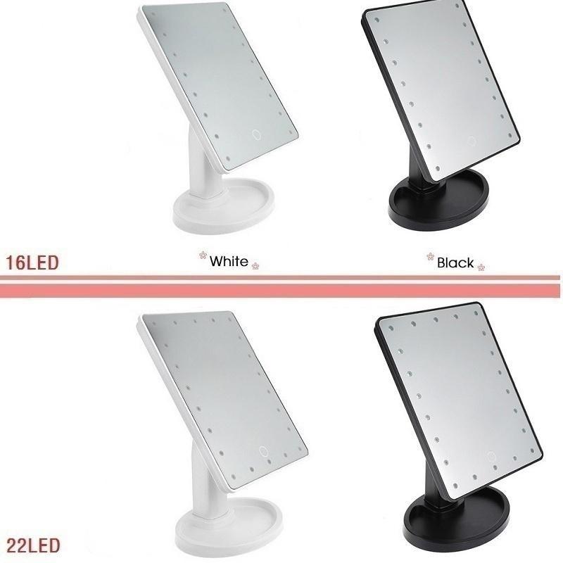 

Сенсорный экран для макияжа, 16/22 светодиодов, квадратное косметическое зеркало, косметические инструменты принцессы 16LED белый