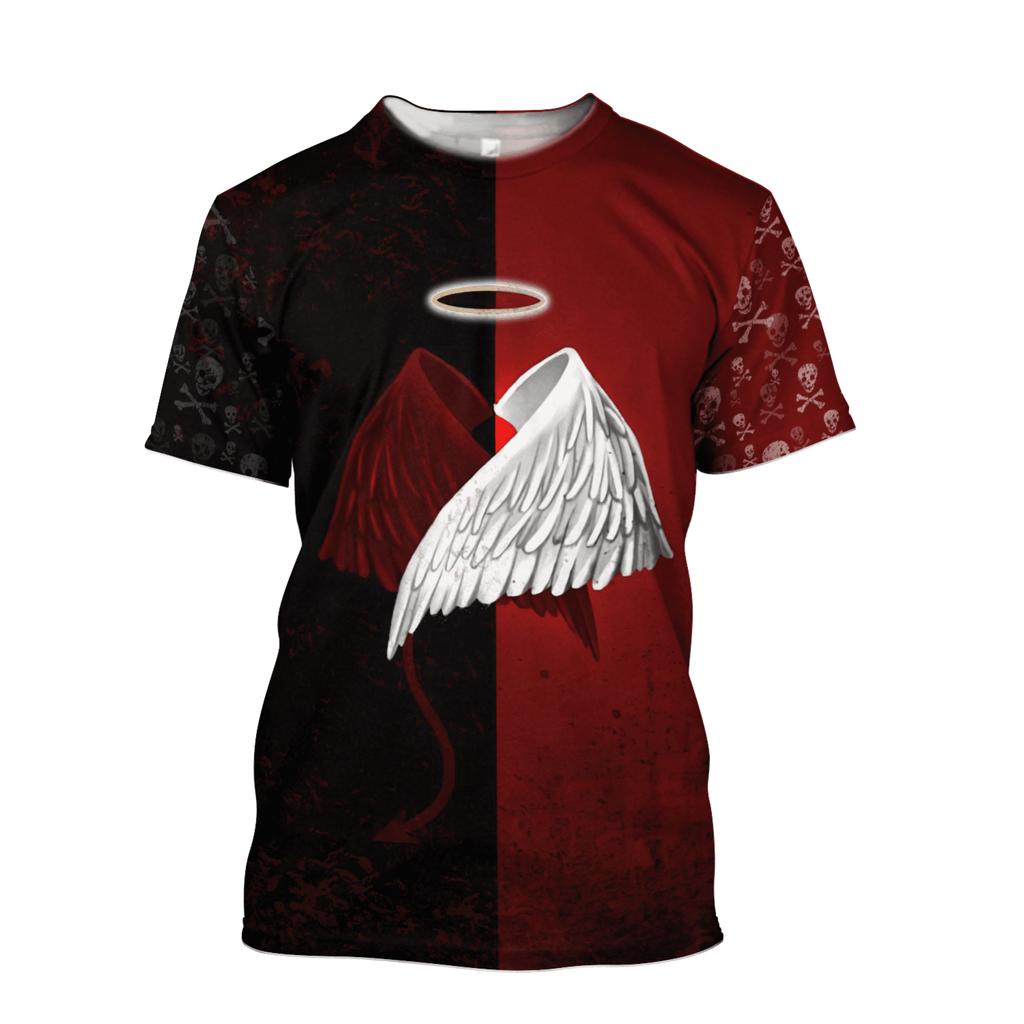 Skull Girl And Rose 3D celoplošný potisk Pánské tričko Letní styl Neformální trička s krátkým rukávem Trička Unisex street Cool