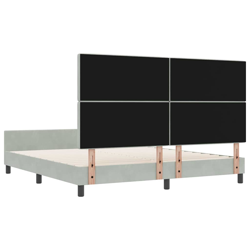 Box Spring Bed with Headboard Light Gray 180 X 200 Cm Velvet