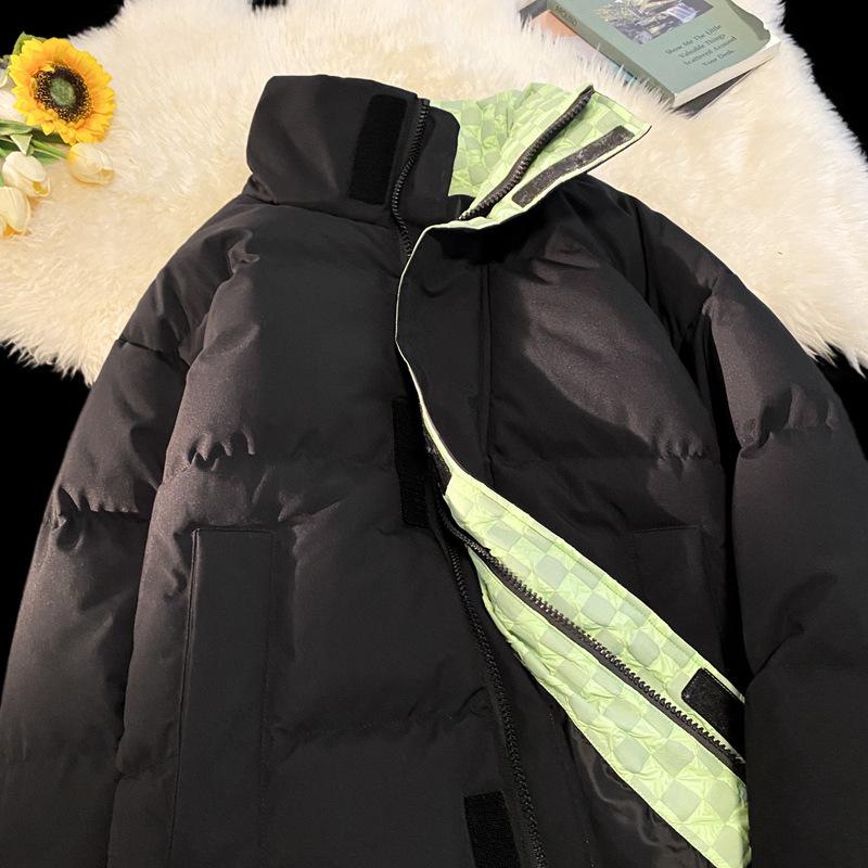 

Зимняя ветрозащитная утолщенная куртка с контрастной хлопковой подкладкой и воротником-стойкой 3XL чёрный