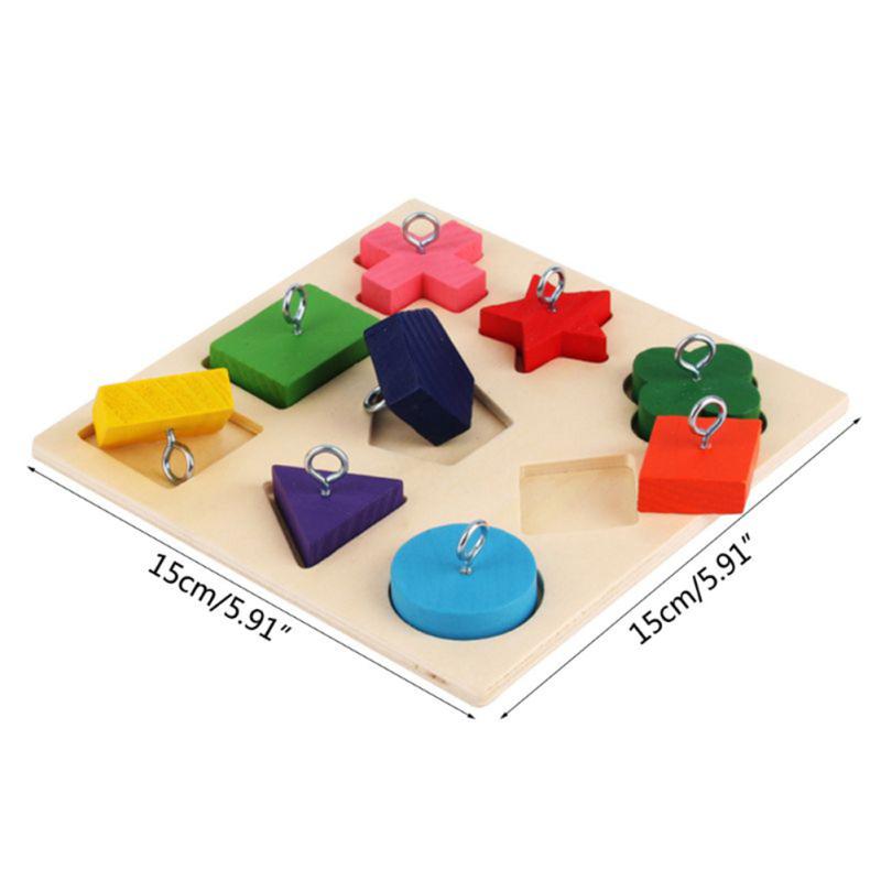 Parrot Iq Training Toys 9 Grid Colorful Wooden Block Safe Tasteless Pet Educational Toys Bird