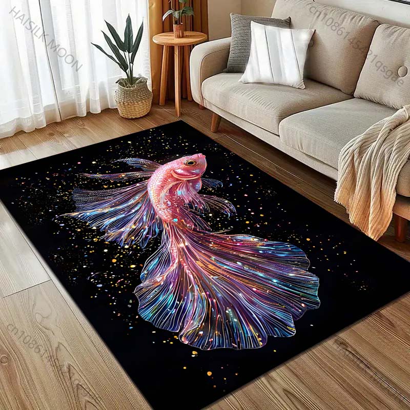 Shining Flying Fish Printed Carpet for Bedroom Living Room Bedside Sofa Floor Mat Modern Home Decor Area Rug Luxury Gift