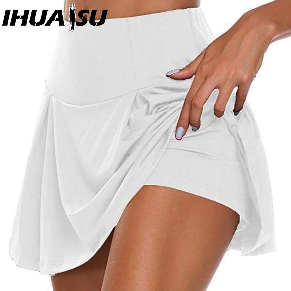 

IHUASU 13 Color Women s Fashion Casual Solid Color Print Summer Spring Skirt S белый