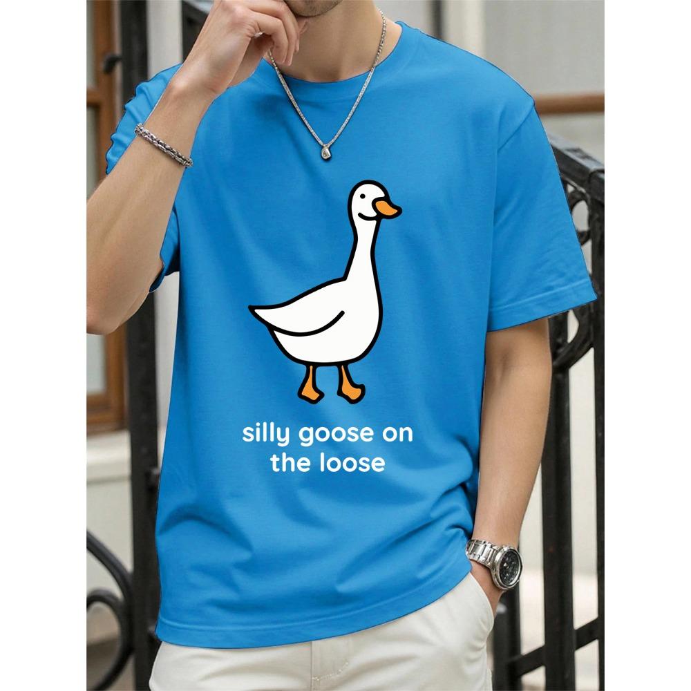 Sillu Goose On The Loose Printed T-Shirts Women Summer Cotton Short Sleeve T Shirt O-Neck Soft Oversize Tops Basic Woman Clothes