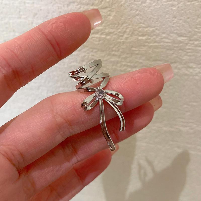 Spring/Summer Ribbon Bow Tie-Up Ear Cuff Earrings for Women