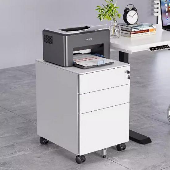Steel Mobile Office Desk Cabinet with Three Drawers and Wheels