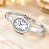 Luxury Gold Oval Bangle Watches for Women Vintage Roman Numeral Dial Quartz Wristwatch Elegant Ladies Dress Bracelet Watch Gift