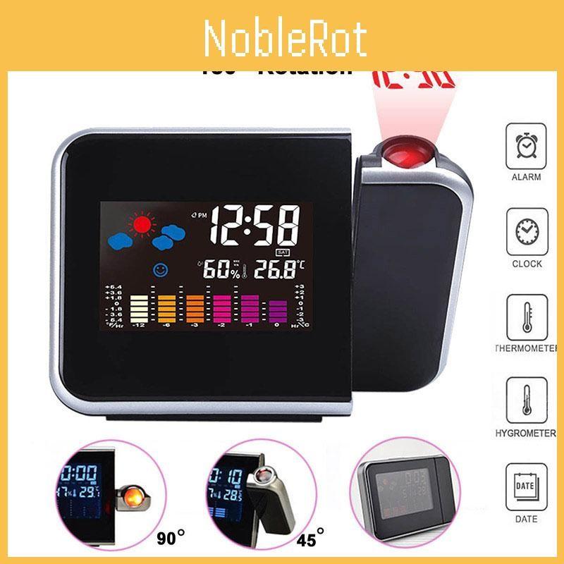 Led Projection Digital Alarm Clock Weather Thermometer Snooze Light Back