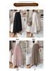Women's Summer 2024 High-Waist Drape Pants Skirt - Ice Silk & Cotton-Linen Blend with Elastic Waist and Straps