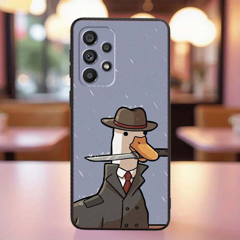 Cartoon Anime Entenmuster für Samsung A41 A35 A34 A33 A32 A25 A24 A23 A21s A06 A05 A04 A03 Note 10 20 Ultra 5G Schwarze Handyhülle