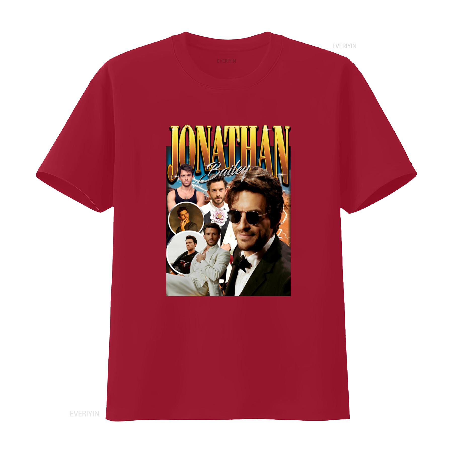 

Jonathan Bailey T Shirt Stylish Mens Fashion with Celebrity Print for American Buyers vintage Washed designer clothes Soft S