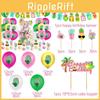 Tropical Hawaiian Flamingo Cactus Pineapple Coconut Banner For Lively Celebrations