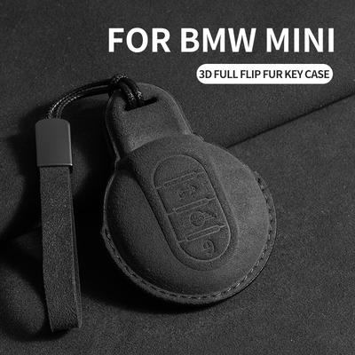 Suede Leather Car Key Case Cover Holder For BMW MINI COOPER S ONE JCW F54 F55 F56 F57 F60 CLUBMAN COUNTRYMAN Accessories