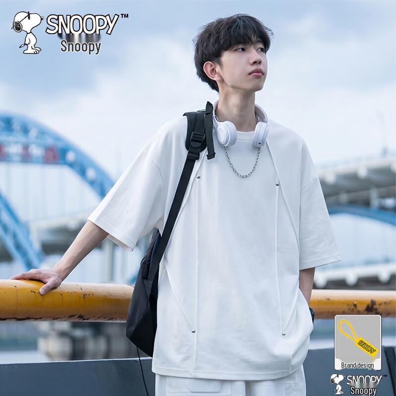 Snoopy Men s Summer Loose-Fit Short Sleeve T-Shirt XL