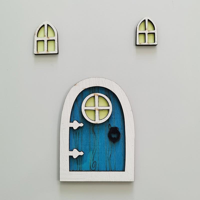 Luminous Garden Dollhouse Miniature Gnome Elf Figurines Window Door Furniture Household Scene Desktop Decor Gift for Children