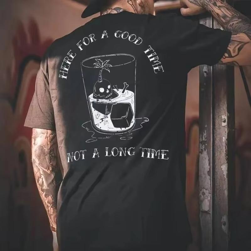 Gothic Punk Style Skull Graphic Men Tshirts Street Rock Hip-Hop Streetwear Heavy Metal Rock Top Motorcycle Tees