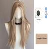 KuKu Princess Milk Tea Grey Middle Part Lace Wig - Women's Long Straight Hair Wig