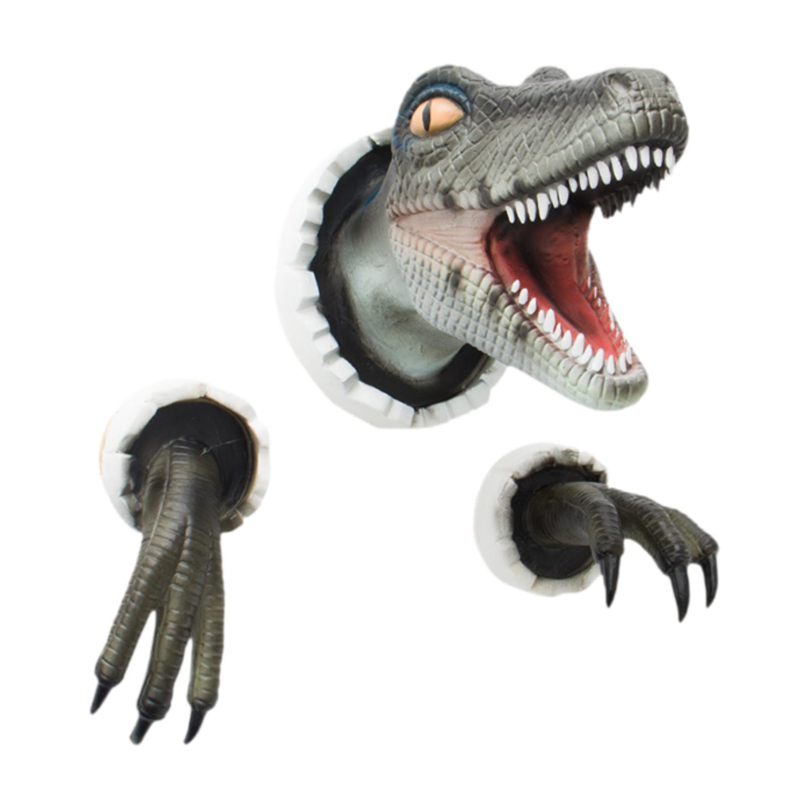 

3D Dinosaur Wall Mounted Sculptures Home Decoration with Claws Easy to Use синій