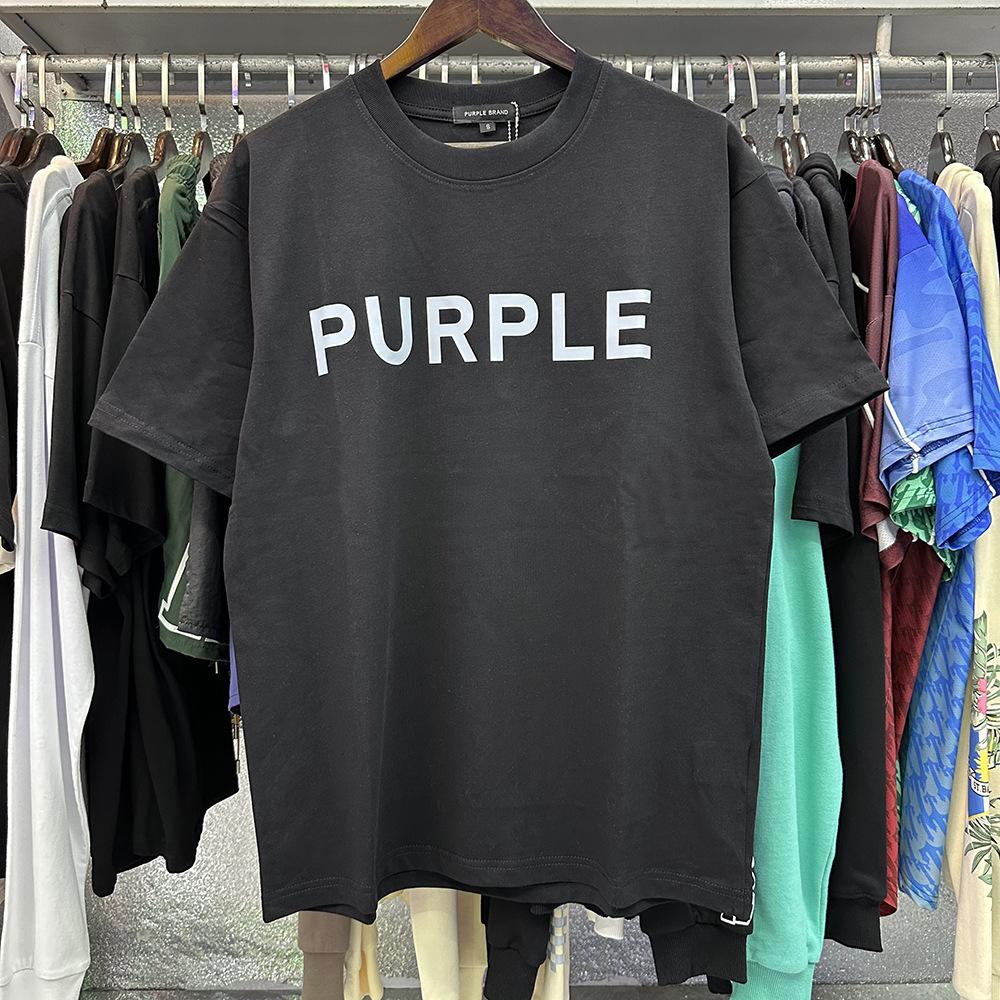 PURPLE letter print crew neck pullover short-sleeve 2023 summer new European and American trendy brand T-shirt collection tops
