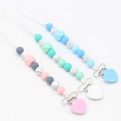 Pacifier Clips Soother Straps Dummy Chains Holders Ribbons Silicone Nipple Rings for Newborn Gifts Blue