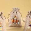 6Pcs Easter Linen Gift Bag Bunny Candy Cookie Packing Bag Spring Easter Party Favor Supplies Kids Candy Gifts Easter Decor 2026