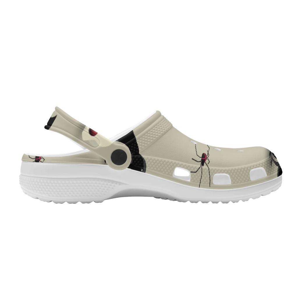 Printed White EVA Beach Clogs Unisex Lightweight Breathable Slip On Garden Shoes Pool Bathroom Home Summer Wear