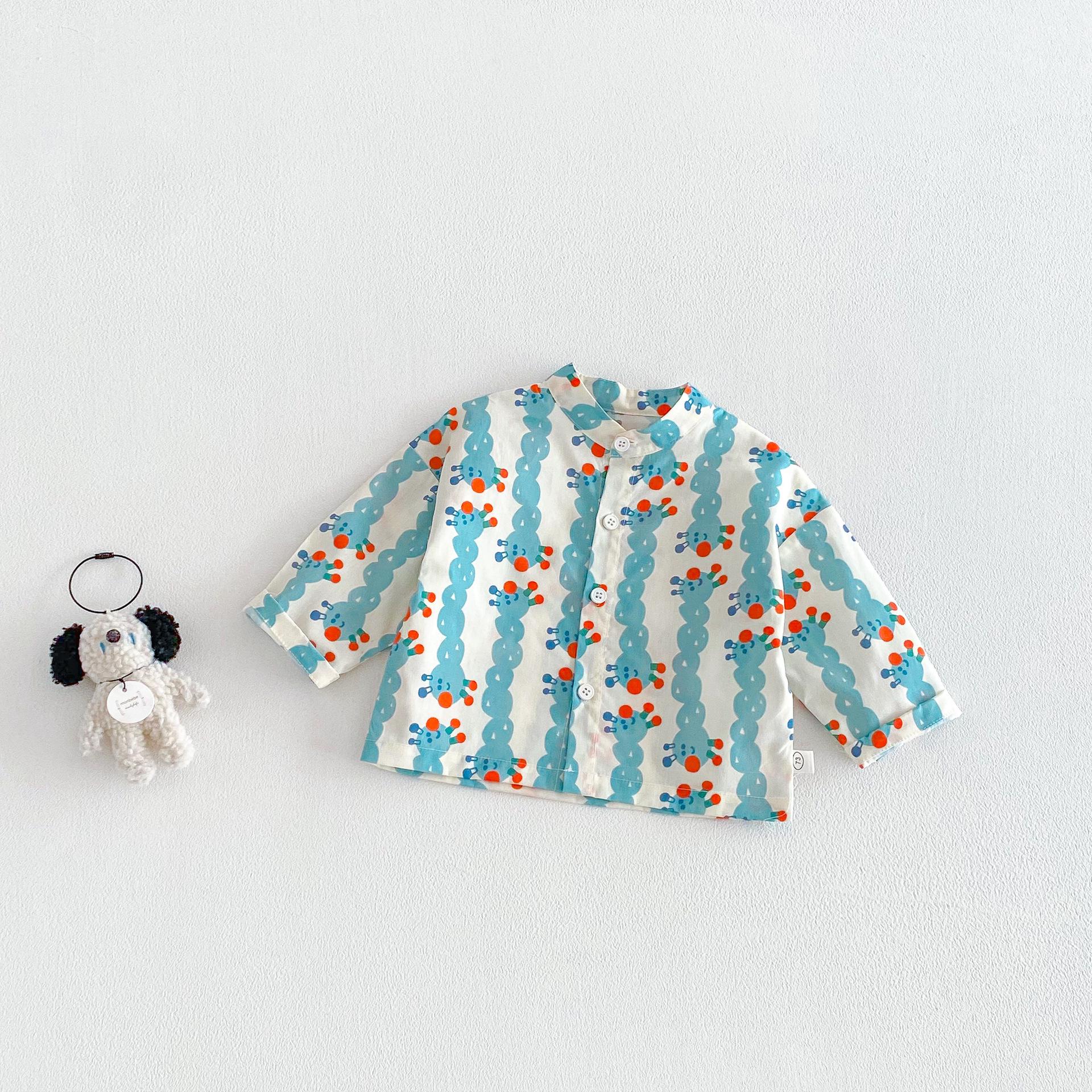 Мальчишеская весенняя клетчатая рубашка с милым динозавром 2026 - Мультяшная мода 80