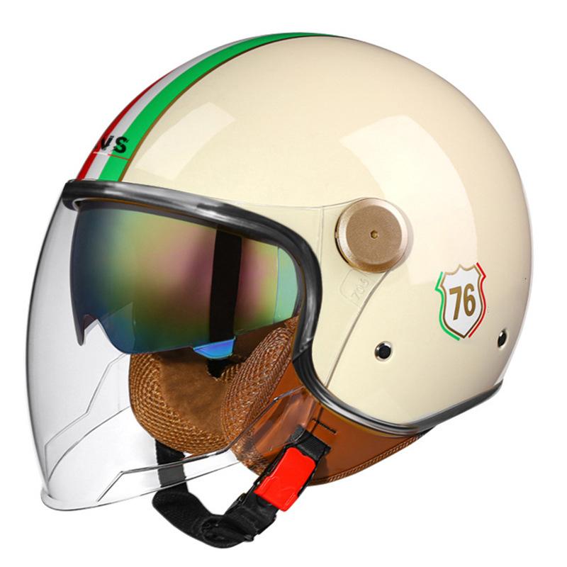 Lightweight Vintage Motorcycle Helmet With Dual Visor Motorbike Riding 3/4 Open Half Helmet Retro Casco Moto 3C & Dot