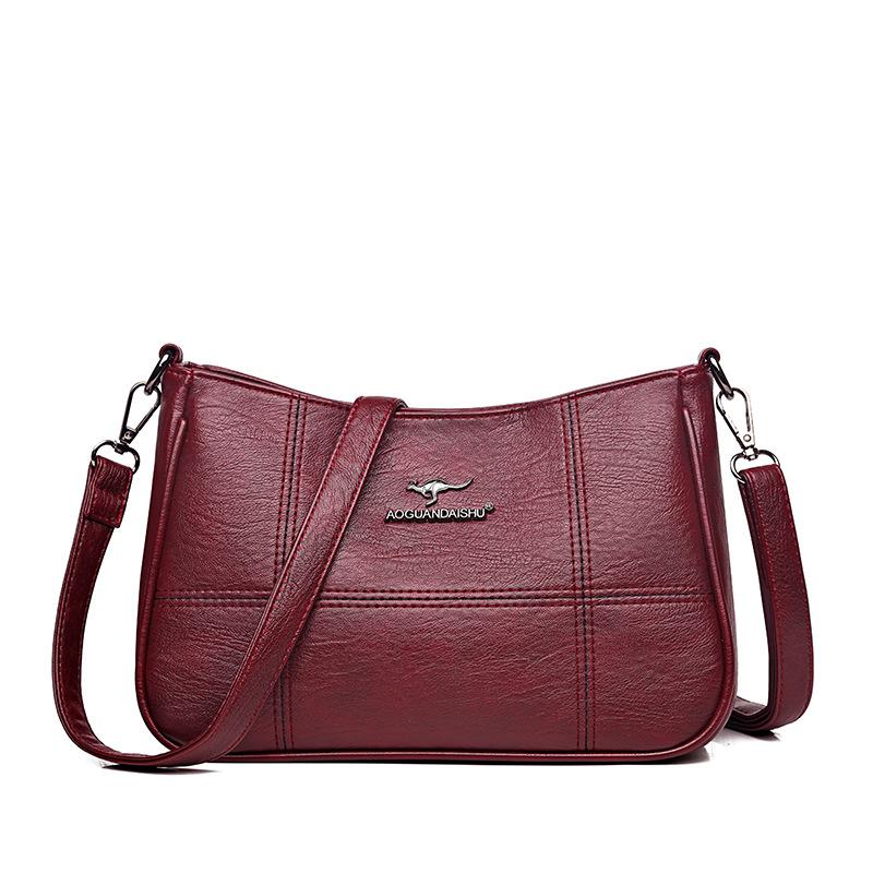 Nová dámská taška přes rameno, měkká kožená textura malá čtvercová taška, velkokapacitní taška přes tělo, módní a jednoduchá střední taška pro maminky