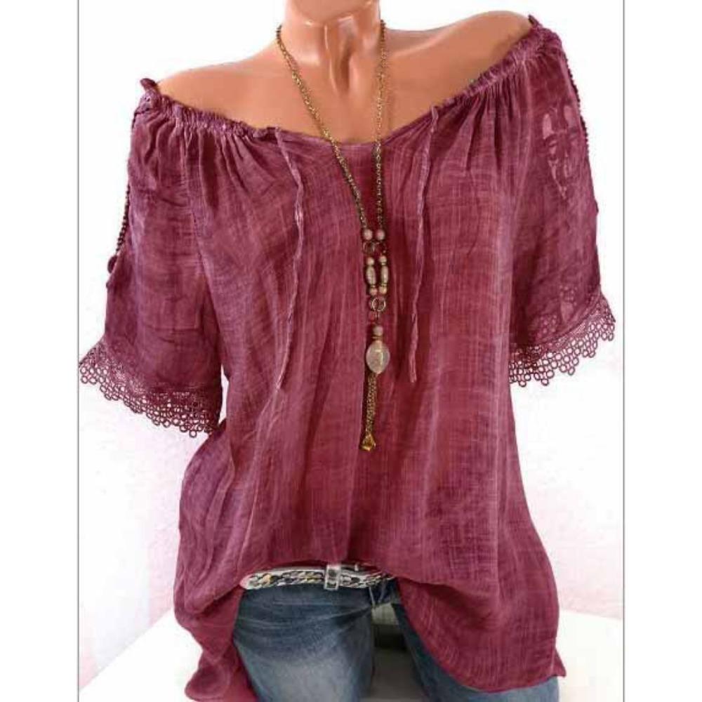 

GMXIA женские модные повседневные летние однотонные блузки и рубашки с короткими рукавами с принтом XXXXXL бордовый