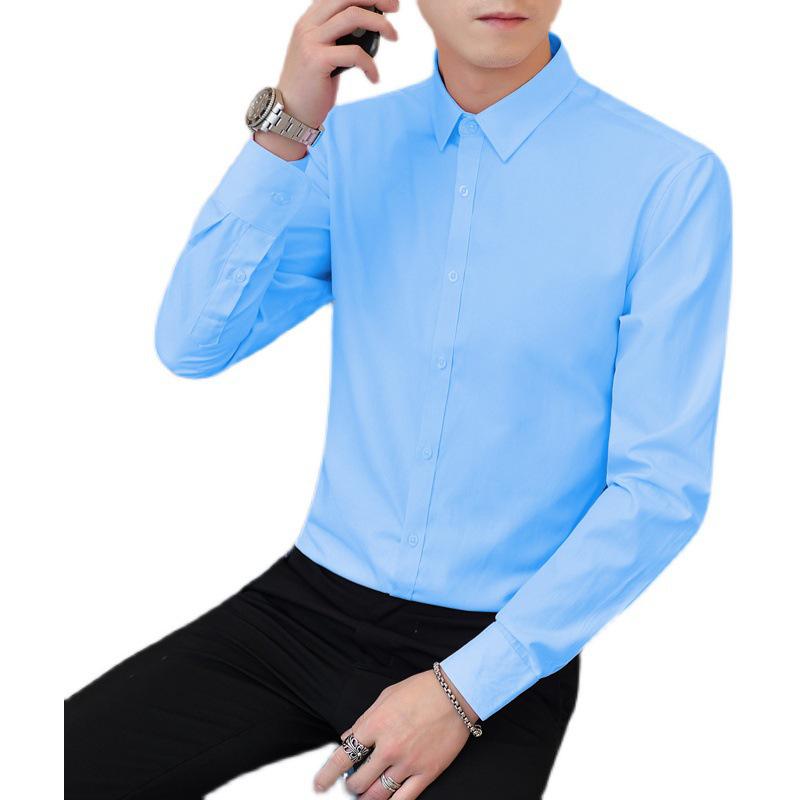 Weißes Slim Fit-Herrenhemd mit langen Ärmeln – Leicht zu bügeln, formelle Geschäfts- und Hochzeitskleidung