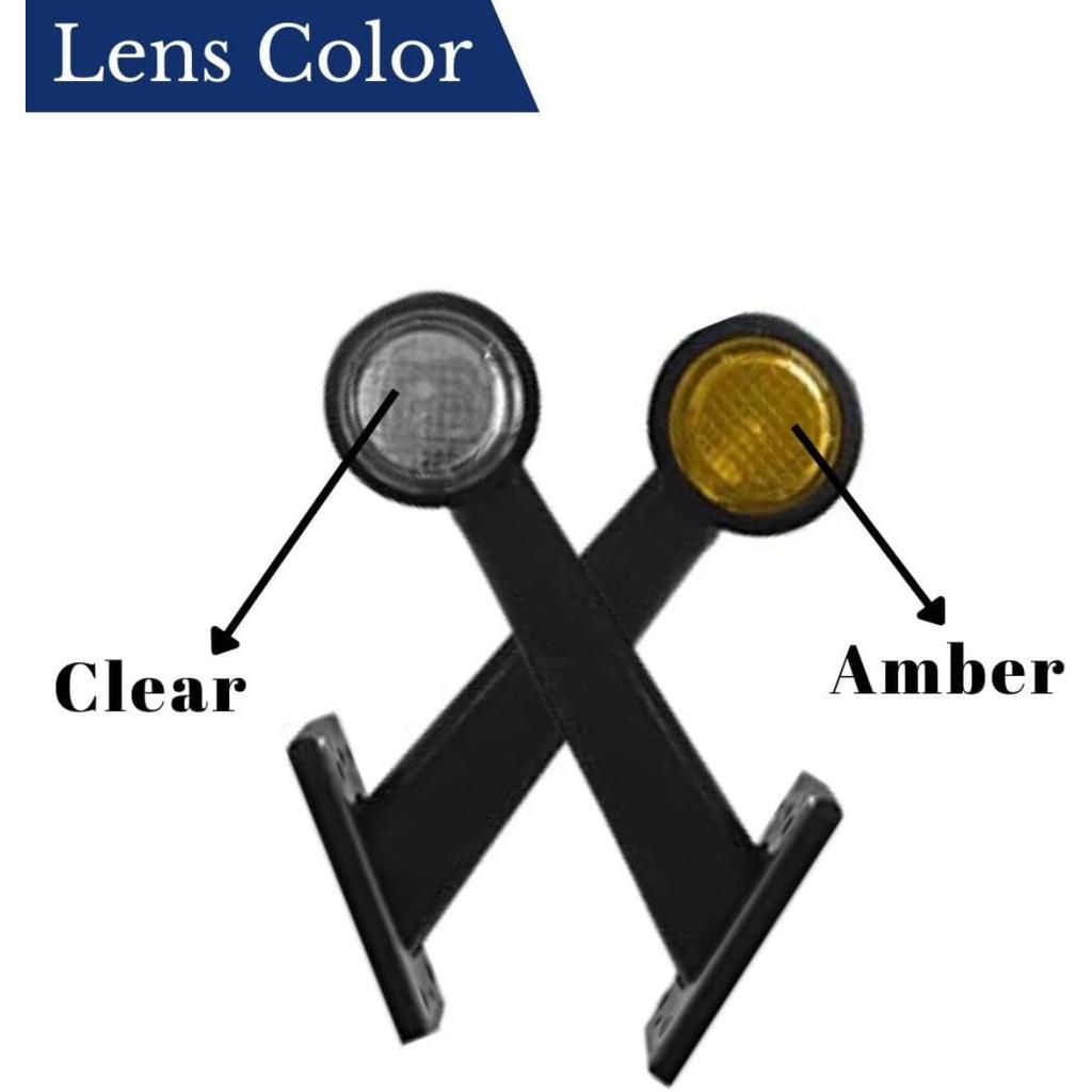 APSMOTIV 4PCS Trailer Side Marker Lights Outline Lamp 12V Side Clearance Lights For Trucks For Semi Trucks (Amber/Clear) Side Marker