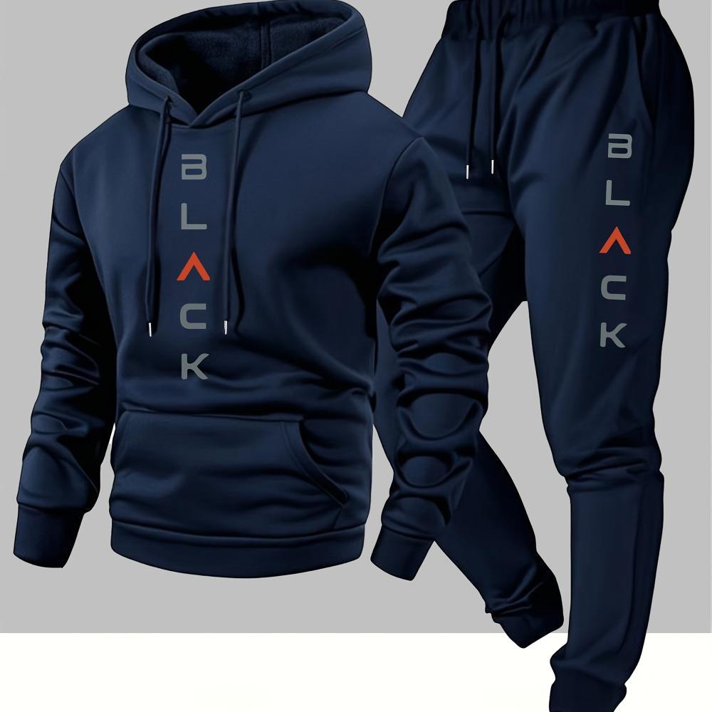 Mens Soft Comfortable Boston Print Hooded Sweatshirt Sweatpants Set Eco-friendly Thin Velvet Warm Autumn Winter Hoodies