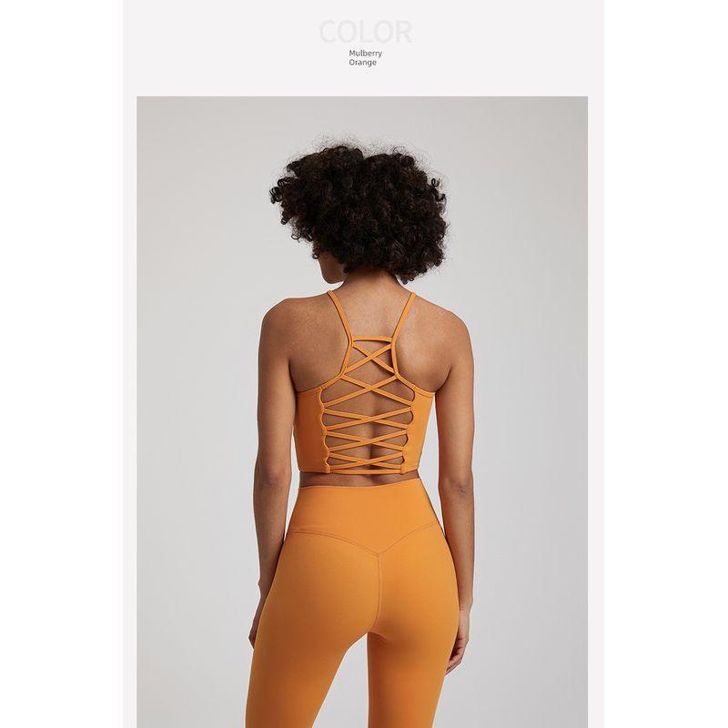

Exported Sports Bra for Women with Chest Pads, Naked-Feel Yoga Tank Top, Outdoor Running Cross-Back Fitness Bra L Mulberry Orange