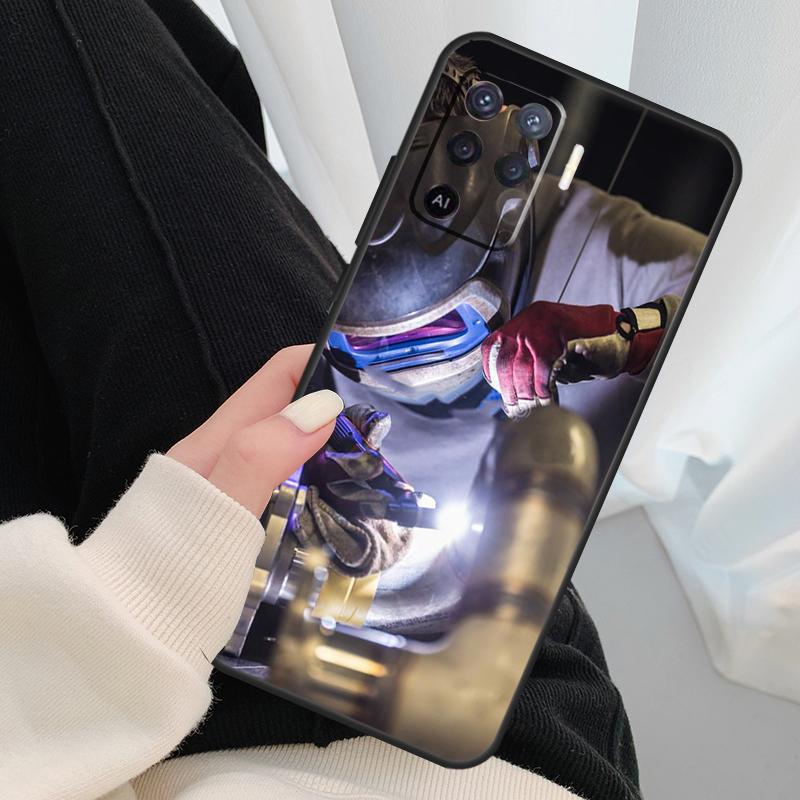 Schweißer Schweißen Heißer Metall Arbeiter Fall Für Oppo A17 A57 A77 A40 A78 A54 A74 A94 A76 A16 A96 A18 a60 A80 A38 A58 A98 A15 A5 Pro