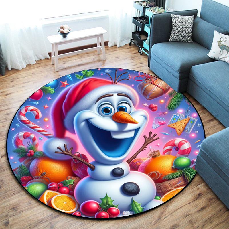 Cute Christmas Day Gift Bell Santa Claus Snowman Christmas Tree round rug Home Soft Decorative Anti slip Chair Mat Carpet Outdoor Floor Mat Carpet 11