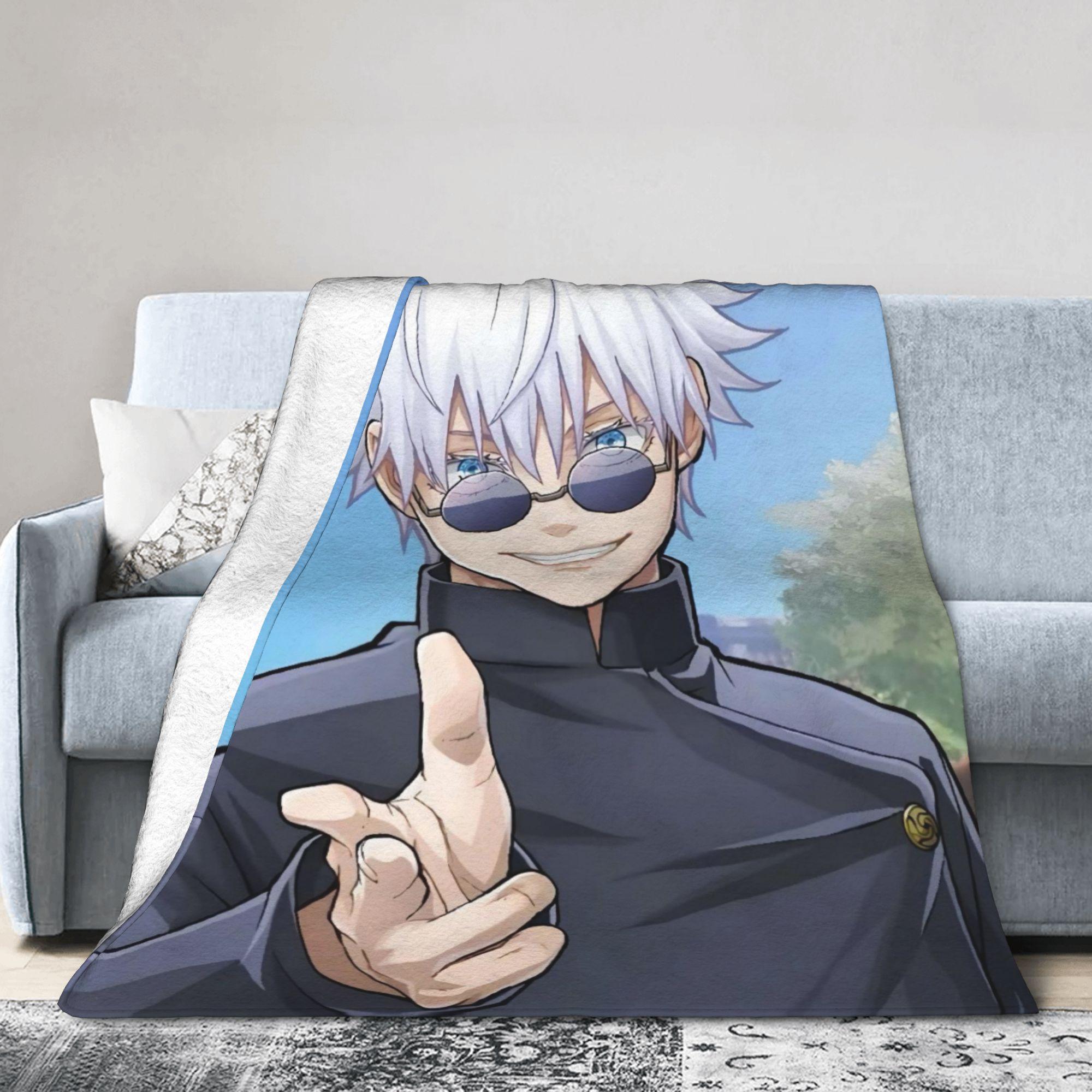 

Super Soft BlanketKids Travel Gojo Satoru Jujutsu Kaisen Throw Blanket Flannel Bedspread For Couch Chair Sofa Bed Cover 80x120cm