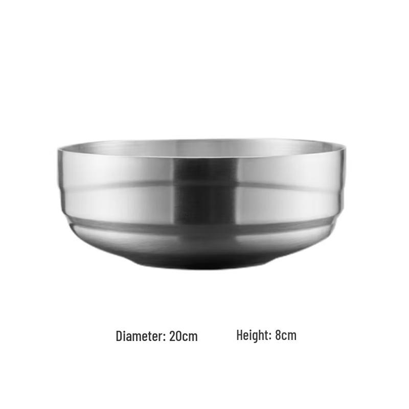 SPSR 20CM 304 Stainless Steel Double-Layer Insulated Bowl