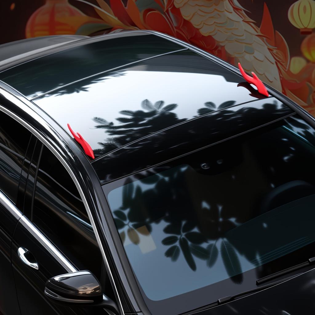 Car cool dragon horn 3D body decoration sticker, creative roof decoration sticker EVA material car exterior decoration Christmas