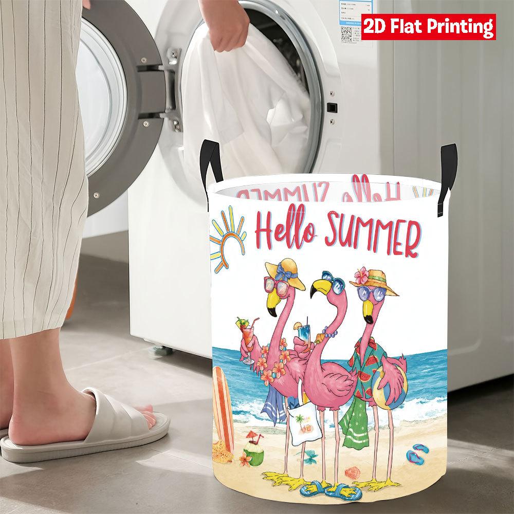 Collapsible Laundry Basket Large Round Waterproof Fabric Hamper Dirty Clothes Storage Bin Toy Organizer with Handles