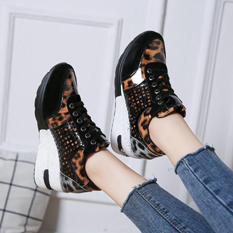 Trendy Retro Single Shoes 2024 Autumn New Large Slope Heel Mesh Sports and Leisure Women's Single Shoes Zapatillas De Deporte