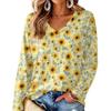 Women's V-Neck Long Sleeve Print Blouse Lightweight for Spring Summer