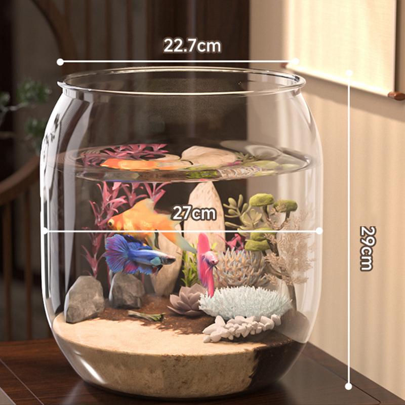 NEW Plastic Clear Round Fish Bowl Aquarium Keeper Tank Vase Pot Biotope Aquariums Tabletop Ecological Fish Tank Fall-resistant