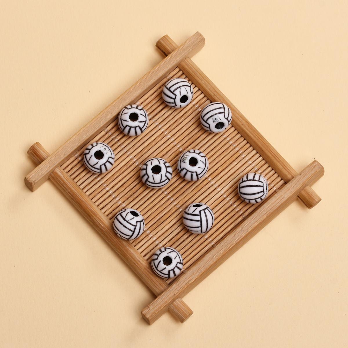 

10 шт. с отверстием баскетбольные подвески круглые браслеты ювелирные изделия материалы россыпью бусины 15.5 мм 11 мм футбольные бусины футбольный мяч акрил Style 15