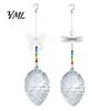 Glass Nectar Feeder for Garden Pine Cone Shape Hummingbird with Butterfly/Dragonfly Decor, Outdoor Hanging Small Mouth Bird Water Beads Chain