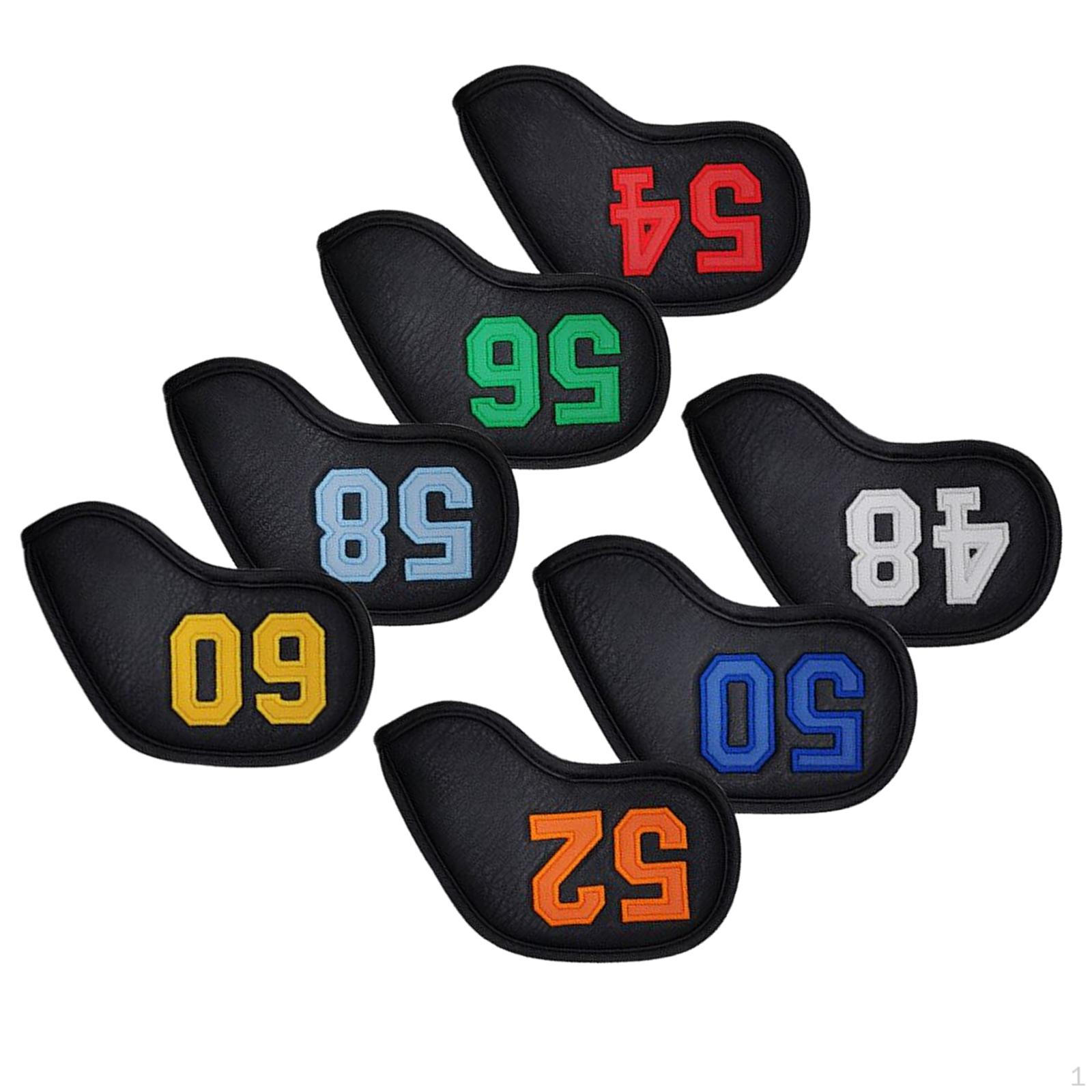 

7 Pieces PU Leather Headcovers Waterproof Dustproof Universal Portable Covers Protection Guard for Black Colorful